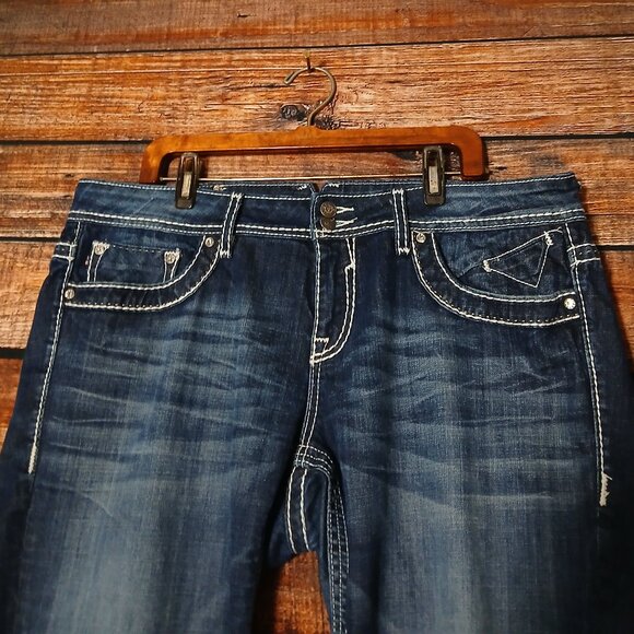 Vigoss Jeans Plus Size 20 Dublin Capri Low Rise Embellished Dark Denim Stretch - Picture 4 of 11